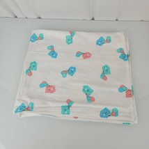 Pastel Unisex Baby Blanket Pink Blue White Aqua Teddy Bear Balloon Cotton - £17.13 GBP