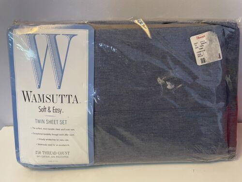 Wamutta Twin Sheet Set Denim Blue Soft & Easy cotton polyester 250 thread count - $30.00