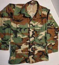 Defect Truspec Military Woodland Bdu Camoflauge Hot Weather Combat Jacket Small - $23.48