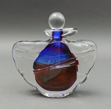 Chris Comins Signed Hand Blown Art Glass Abstract Perfume Bottle With Da... - $194.99