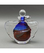 Chris Comins Signed Hand Blown Art Glass Abstract Perfume Bottle With Da... - £154.07 GBP