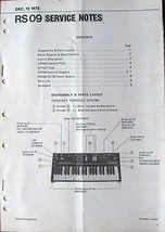 Roland RS-09 Synthesizer Keyboard Original 1978 Service Manual Notes Book - £46.43 GBP