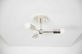 3 Latón Brazo Semi-Flush Lámpara Colgante Mediados Siglo Industrial Luz - £77.34 GBP