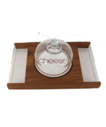 Vtg 70s Mid Century Modern Teak Wood Lucite Glass Cheese Platter Serving... - $175.95 CAD