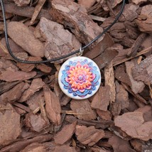 Colorful Mandala Pendant, Charm Necklace for Women, Meditation Pendant, Positive - £51.89 GBP