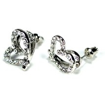 Sparkling Love Heart Earrings Pair Post Stud Cute Rhinestone Crystal Bling - £6.34 GBP