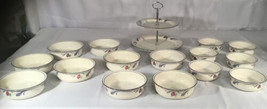 Lenox 16 pc  Poppies on Blue 9- 6 1/4”and 6- 5 1/4”Bowls &amp; 1-Tiered Serving Tray - £309.30 GBP