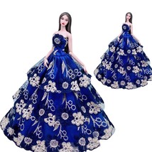 Wedding Dress Evening Party Wear For Barbie Doll Clothes For Kids Play H... - £12.02 GBP