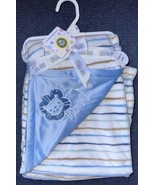 Little Me White Blue Stripes Lion Reversible Baby Blanket Lovey NWT 30x4... - $36.96