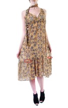 For Love &amp; Lemons Womens Dress New Pia Strappy Flower Print Mustard - £126.24 GBP