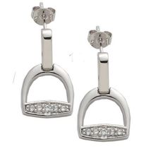 Rhodium Stirrup Necklace and Earring Set NEW cubic zirconia image 2