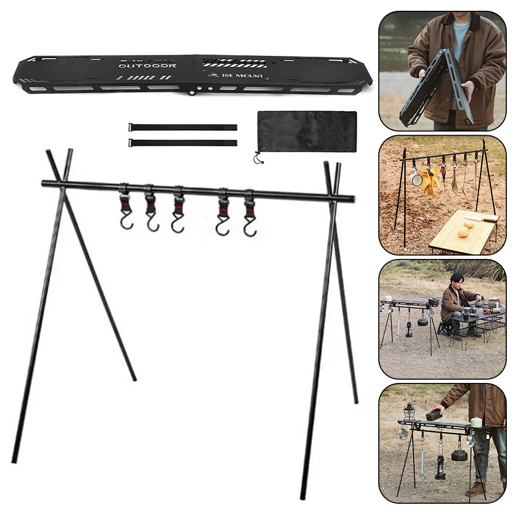 Outdoor Folding Camping Hanging Rack Shelf Top Plate With Hook Triangle Storage - £15.49 GBP+