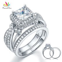 Peacock Star Solid 925 Sterling Silver Wedding Anniversary Engagement Ring Set V - £44.46 GBP