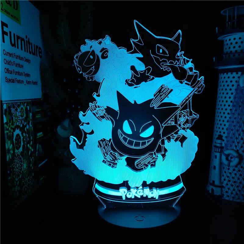  led night light figures toy pocket monster gengar usb colorful touch remote control 3d thumb200