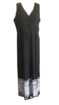 New J Jill Wearever Havana Long Black Floral Faux Wrap Maxi Dress $139 Medium - £30.33 GBP