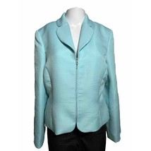 Louben II Women’s Size 12 Blue Full Zip Blazer Jacket Career Made In Canada - $31.70