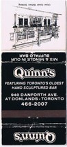 Matchbook Cover Quinn&#39;s Mix &amp; Mingle Buffalo Bar Toronto Ontario - £0.74 GBP