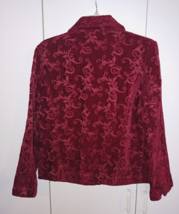 Croft &amp; Barrow Ladies Red RAYON/POLY Velvet 4-BUTTON JACKET-M-WORN ONCE-NICE - £16.05 GBP