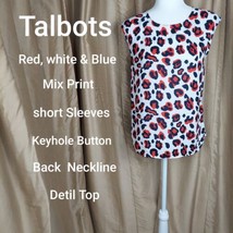 Talbots Red ,white  &amp; Blue Mix Print Sleeveless Blouse Size Sp - £13.46 GBP