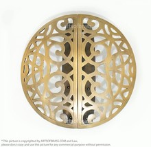 Solid Brass Engraved Artistic Round Vintage Entry Screen Door Handle - 11.81&quot; in - £241.28 GBP