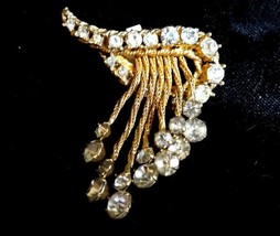 Zentall 1940&#39;s Brooch Pin Goldtone with Chatons Rhinestones - £39.81 GBP