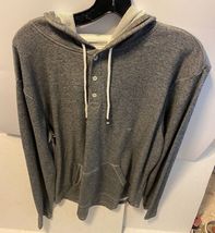 On The Byas Solid Gray Long Sleeve Hooded Shirt Henley Hoodie New $59 - £31.89 GBP