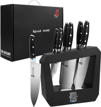 TUO TC1216 7 pcs Carbon Steel Kitchen Knife Set with Wooden Block and Gift Box - £133.68 GBP