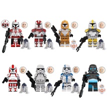 8pcs Star Wars Phase 1 Clone Commander Bomb Squad Stormtrooper Minifigures Set - £15.61 GBP