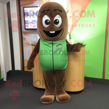 Brown Green Bean mascot costume character dressed with a Hoodie and Tie pins - £990.60 GBP