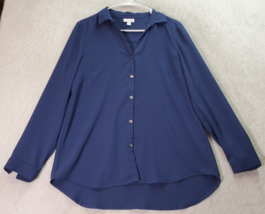 J. Jill Blouse Top Womens Small Blue Polyester Long Sleeve Collared Button Down - £14.81 GBP