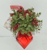 Ganz Kissing Krystals KK506 Diamond Shape Red Jewel Mistletoe Ornament image 2