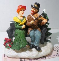 Victorian Couple on Bench Violin Player Violinst O&#39;well Owell Xmas Figur... - $28.66