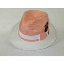 Men's Bruno Capelo Belvedere 2-Tone Straw Style Fedora Hat BD973 Peach/White image 2