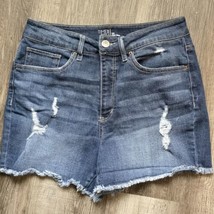 Time And Tru High Rise Jean Shorts Womens Size 12 Blue Denim Cut-offs Di... - $19.94