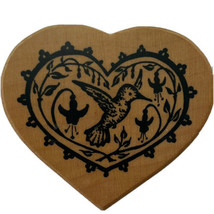 PSX Heart Shaped Hummingbird Flowers Small Rubber Stamp H-1492 Vintage 1995 New - £11.56 GBP