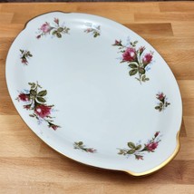 Moss Rose Serving Platter Pink Flowers Gold Trim Oval 14&quot; (36cm) Sango J... - $28.49