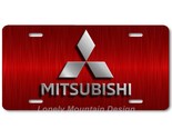 Mitsubishi Inspired Art Gray on Red FLAT Aluminum Novelty Auto License T... - $17.99