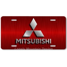 Mitsubishi Inspired Art Gray on Red FLAT Aluminum Novelty Auto License T... - £14.14 GBP