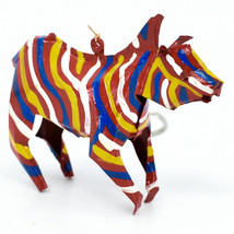 Handcrafted Painted Colorful Recycled Aluminum Tin Can Zebra Ornament Zi... - $25.73