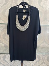 Haute Hippie Black Shift Dress w/ Bib Necklace Style#HHSP10-2320 Size M $695 Nwt - £233.63 GBP