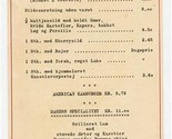 Hellebaek Denmark Restaurant Menu May 1958  - £14.01 GBP