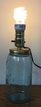 Vtg Antique Mason Jar Masons Nov 30th 1858 Blue Green Glass Fruit Jar Lamp 9.75&quot; - £314.54 GBP