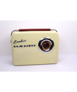 Retro Style Cookie Radio Metal Collectable Lunch Box Tan &amp; Brown - $225.61 MXN