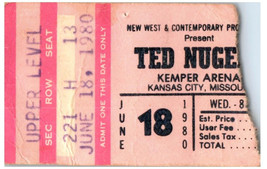 Vintage Ted Nugent Ticket Stub June 18 1980 Kemper Arena Kansas City MO - £19.14 GBP