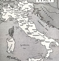 Map Of Italy Italian Peninsula Europe 1940s Print History Mediterranean ... - £23.91 GBP