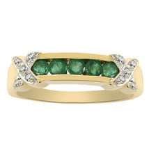 0.45 Carat Emerald &amp; 0.06 Carat Diamond Vintage Ring 14K Yellow Gold - $345.51