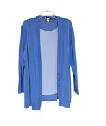 Trepano Collection Daniel Kiviat Womens Blue Cardigan Tank Combo L Faux ... - $19.68