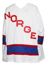 Any Name Number Team Norway Norge New Men Sewn Hockey Jersey White Any Size image 4