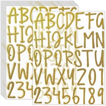 360 Pieces 10 Sheets Glitter Alphabet Letter Stickers,Self Adhesive Gold... - $23.82