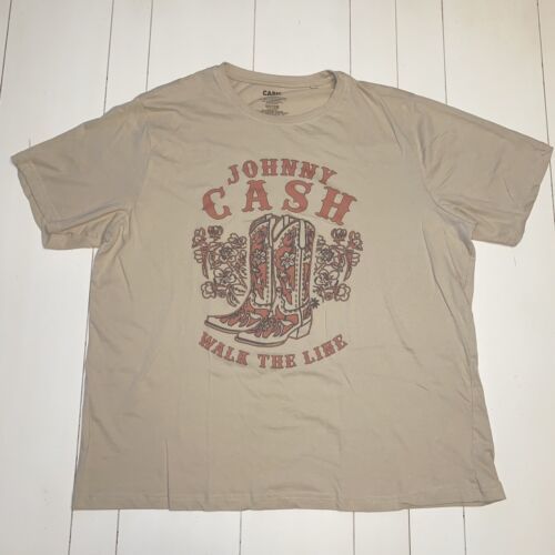 Primary image for Johnny Cash Walk The Line Cowboy Boot T-Shirt XL